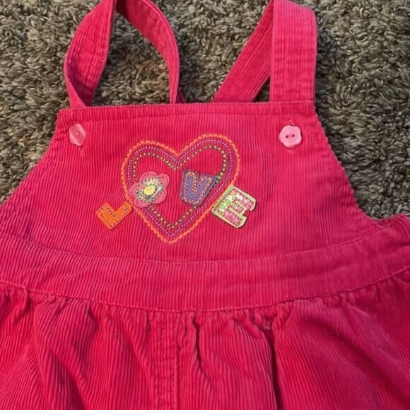 Vintage Girls Corduroy Overalls Pink 6-9 Months - Picture 2 of 6